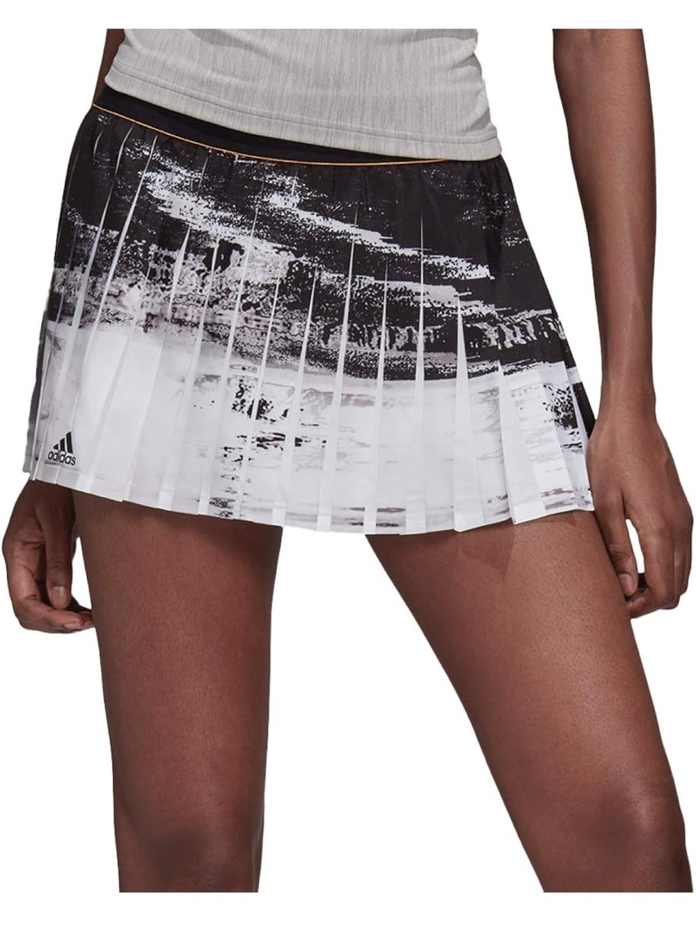 adidas Black & White Graphic Pleated Tennis Skirt